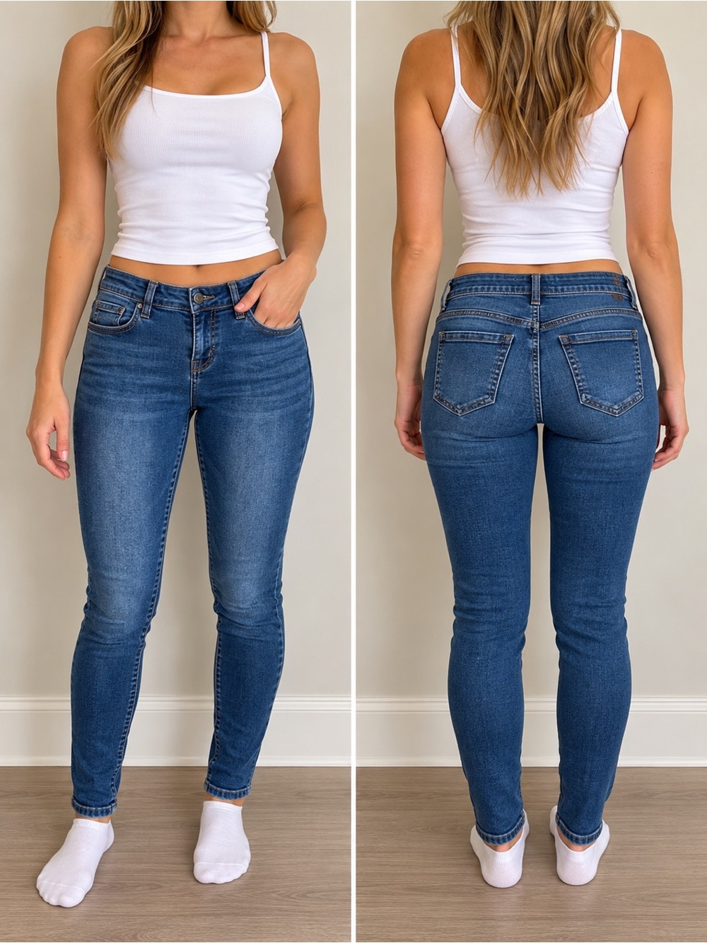 Wax Jean Butt I Love You Mid Rise Push Up Skinny Jeans Blue Size 0